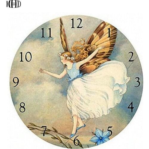 New Arrival Angel Girl Icon DIY Diamond Painting Wall Clock 3D Full Square & Round Rhinestone 5d diy Diamond Embroidery Crafts