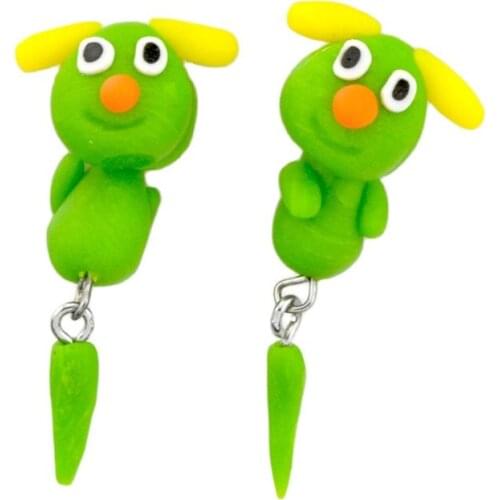 New Green Lovely Pig Ear Stud Earring Fashion Jewelry Polymer Clay Cartoon 3D Animal Earrings For Women