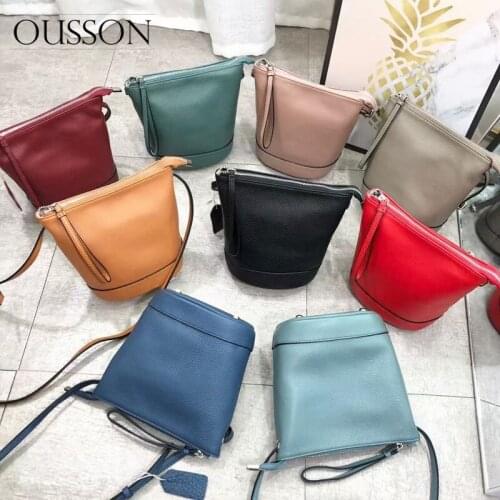 OUSSON 2021 New Design Leather Large Capacity Bucket Bag Fashion Messenger Bag Multifunctional Shoulder Bag For Women