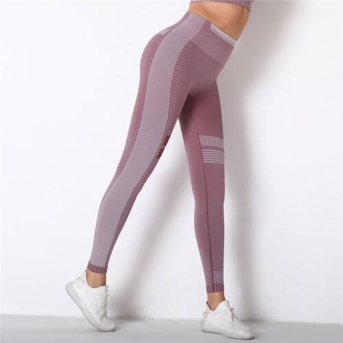 Striped Knitted Women Leggings Push Up Seamless Leggings High Waist Pants Quick Dry Fitness Leggings Gym Sports Workout Jeggings