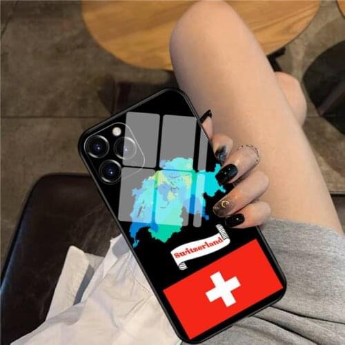 Switzerland Map Phone Case Glass Phone Case For iphone 12 11 Pro Max XS XR X 8 7 Plus SE2 Case