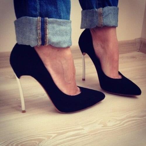 Stiletto Heels For Woman Black Suede Pointed Toe Pumps Sexy Shallow Mouth High heel shoes dress heels wedding shoes