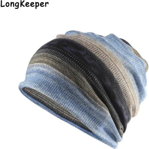 Spring Thin Knitted Striped Beanies For Women Unisex Autumn Winter Beanie Warm Hat Ladies Scarf Multifunction Cap Hats Kerchief