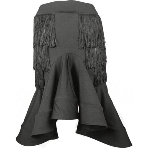 Ladies Ballroom Latin Skirt Tango Salsa Fishtail Dance Tassels Dancewear Swing Fishbone Hip Buttocks Rumba Chacha Skirt 904-B317