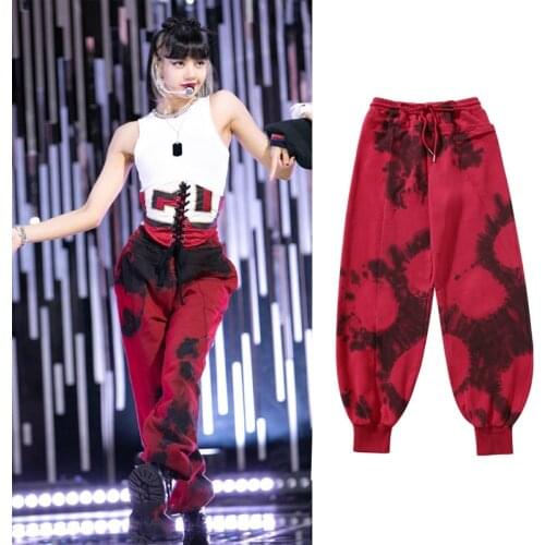 Rave Kpop Outfit Tie-dye Jazz Dancer Outfit Korean Girl Group Hip-Hop Street Dance Wear Stage Costume DJ DS Clubwear JL3464