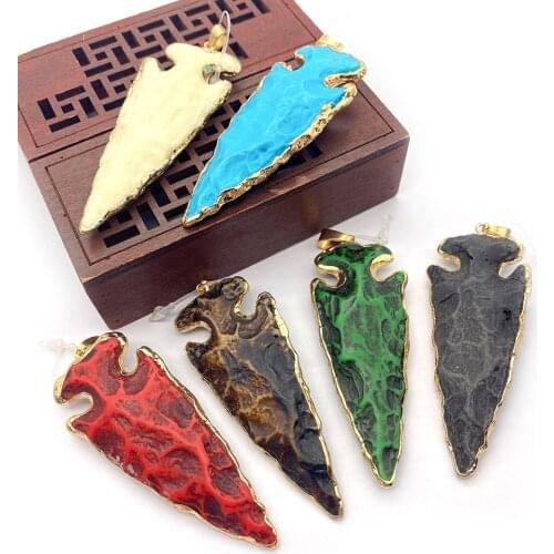 1pc Natural Stone Resin Bovine Bone Material Tapered Colorful Electroplating Process Necklaces Pendants Jewelry Accessories