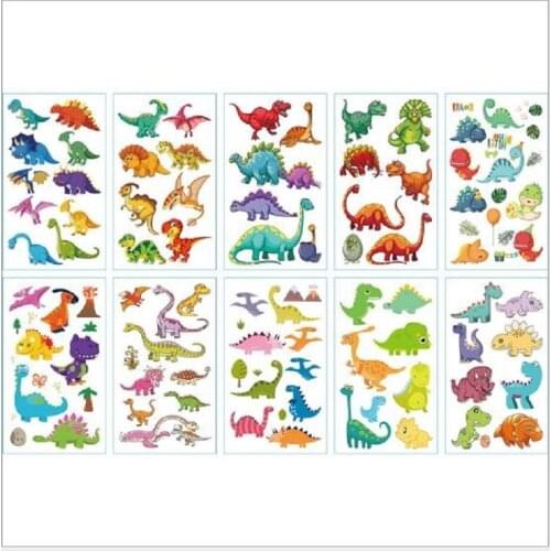 10pcs Dinosaur Temporary Sticker Removable Fake Tattoos For Kids Children Birthday Party Decoration