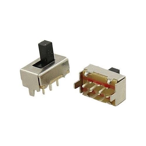 100 Pcs DC 50V 0.5A 2 Position DPDT 2P2T PCB Mount Vertical Slide Switch 6 Pin DIP SS22F04