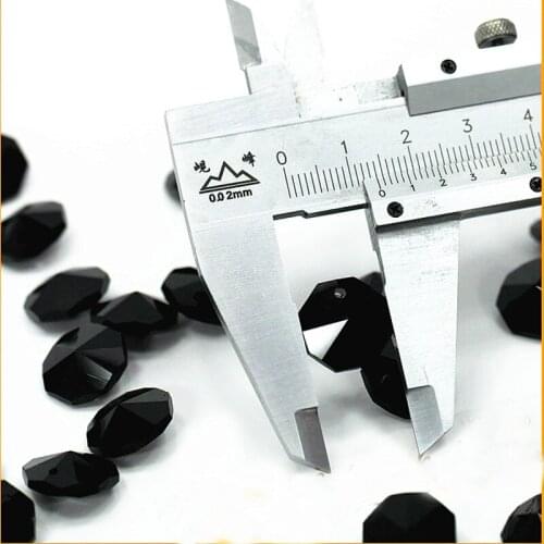 100pcs/lot 14mm Black Crystal Chandelier Parts Octagon Beads with 1 hole Glass Prism garland strand accessories DIY lamp decor