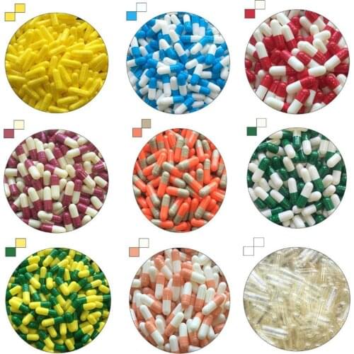 1000Pcs Empty Gelatin Capsule Gelatin Capsule Empty Hard Gelatin Capsule 10Colors Kosher Gel Medicine Pills Vitamins 0