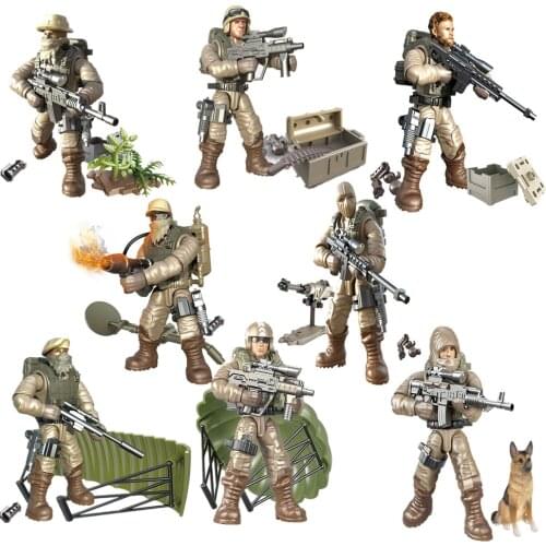2021 World War 2 WW2 Army Military Soldier City Police SWAT Soldier With Weapon Model Building Blocks Bricks Kids Toys