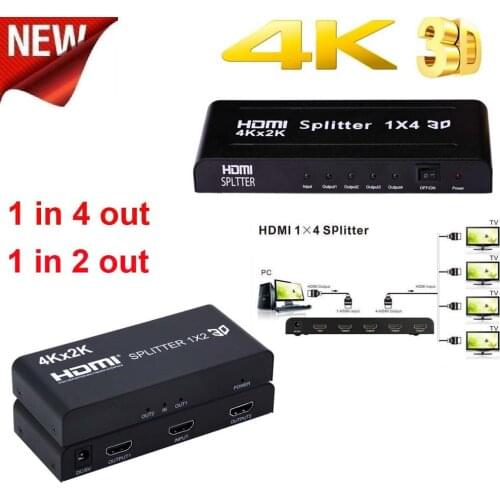 4Kx2K 1x2 HDMI Splitter 1X4 Video Converter 4K 3D 1080P 60Hz 1 In 4 Output for PS3 PS4 TV Box DVD Computer PC To HDTV Projector