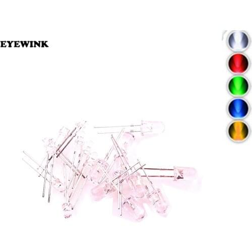 5 colors x20pcs =100pcs New 3mm/5mm Round Super Bright Led Red/Green/Blue/Yellow/White/ Water Clear LED Light Diode kit