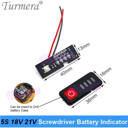 5S 18V 21V Electric Drill Screwdriver Battery Capacity Indicator LED Display for 5S1P 5S2P 18650 Lithium Batteries Use Turmera