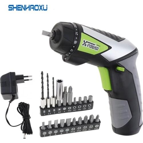 4.8V Cordless Electric Screwdriver Mini Electric Drill Home Set EU Plug Multi-Function Portable LED working light with 20 PCS