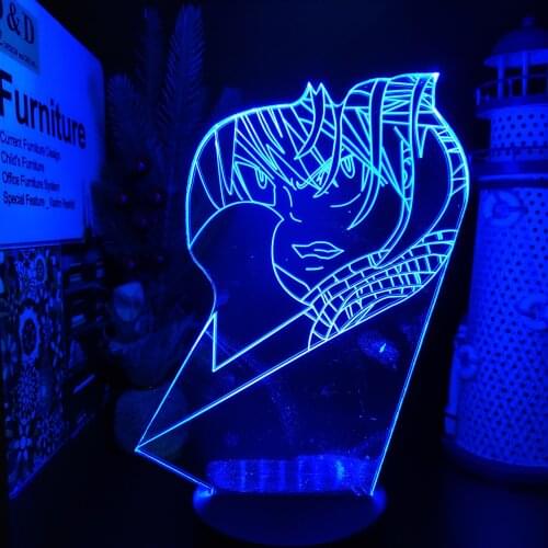 Anime Fairy Tail 3D Night Light Etherious Natsu Dragneel Led Touch Night Lamp Bedroom Table Decor Nightlight Kids Manga Gifts
