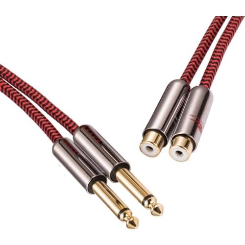 Hifi Audio Cable 2*6.35mm Male to 2*RCA Female Mixing Console AMP Dual RCA F to Dual 1/4“ Jack Cable Gold plated 1M 2M 3M 5M 8M