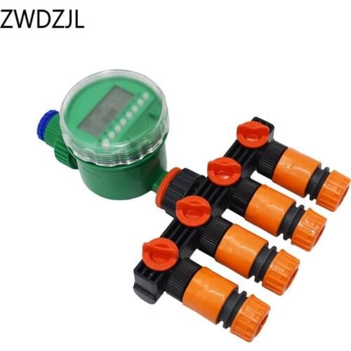 Automatic Irrigation controller 4-Way Tap 1/2 3/4 hose water splitter Garden tap 16mm 20mm hose Splitters Battery valve 1set