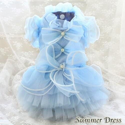 Free Shipping Handmade Dog Clothes Lace Pet Cocktail Dress Cats Wedding Party Tutu Poodle Maltese