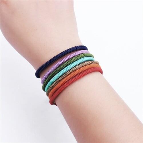 Lucky Pure Colour Rope Bracelet for Women Men Handmade Woven Cotton String Bracelet Couple Friendship Jewelry 14 Colors 2021