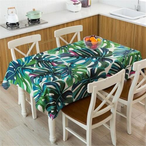 Decorative Linen Table Cloth Kitchen Table Cloths Tropical Plants Print Rectangle Tablecloth Party Banquet Table Cover Dining