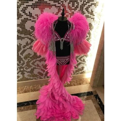 Feather childrens clothing catwalk T stage costumes childrens stage costumes girl model Children and performance competitions