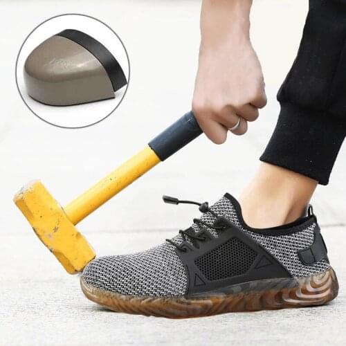 Breathable casual Mesh Work Shoes Mens Summer Deodorant Lightweight Soft-bottomed Steel Toe Puncture-proof Male Safety Shoes new