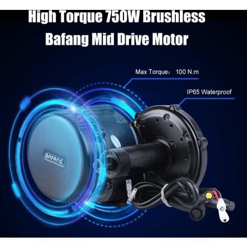 E-bike Bafang BBS02B 48V 750W Mid Drive Motor With 17.5Ah Sharp / Rear Rack Lithium Bike Battery Electric Bicycle Conversion Kit