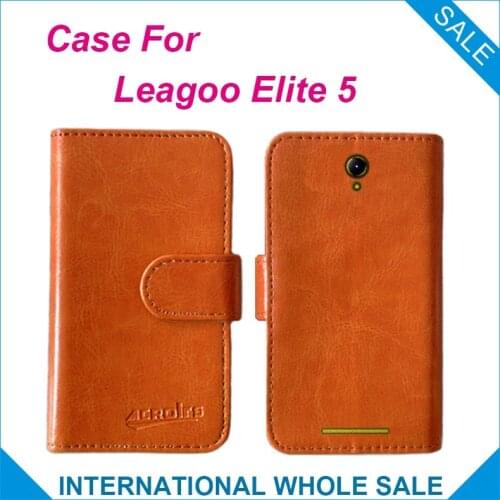 Hot! Elite 5 Leagoo Case, New 2016 items Factory Price Flip Leather Cover For Leagoo Elite 5 Case tracking number