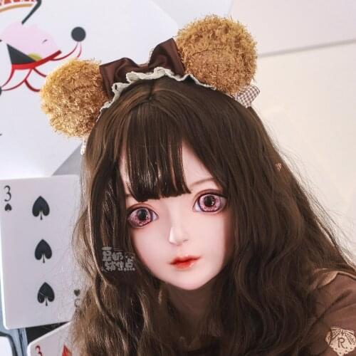 KM583) Top Quality Handmade Female Girl Resin Half Head Cosplay Japanese Role Play BJD Kigurumi Mask Crossdresser Doll