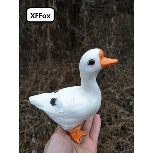 Small cute simulation goose model polyethylene&furs goose doll gift about 12x13cm xf2133