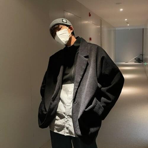 2021 Mens Solid Color Suit Jackets Loose Simple Casual Blazer Long-sleeved Western-style Clothes Streetwear ​Coats Size M-5XL