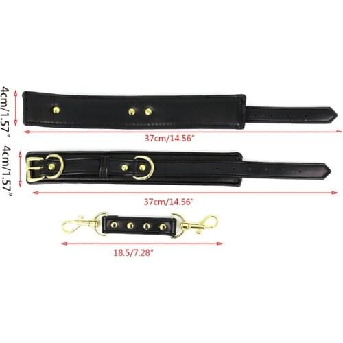 Artificial Leather Handcuffs Wrist Ankle Cuffs with Detachable Link Belt BDSM Bondage Restrictions Adult Game Sex Toys