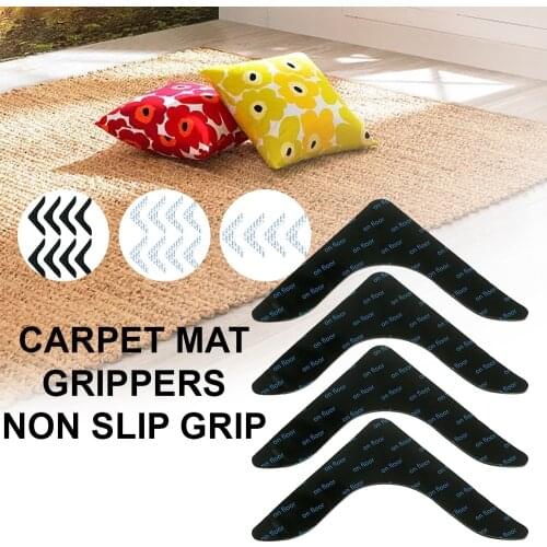 Anti Skid Rug Carpet Mat Non Slip Grip Small Corners Triangular Pad Washable Removable Strong Adhesive Stopper Tape Stickers