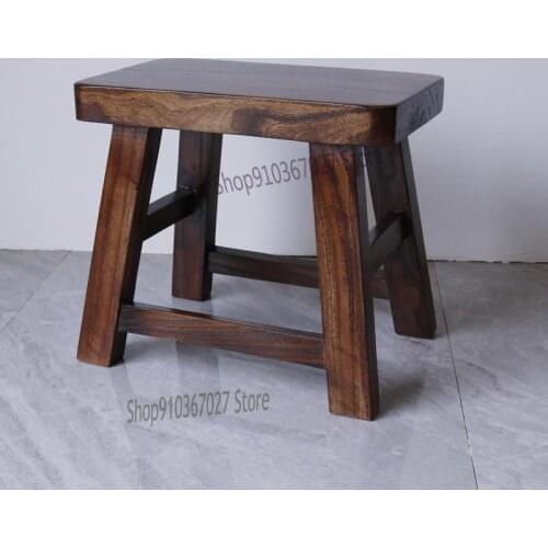 Modern Minimalist Household Solid Wood Low Stool Chinese Style Childrens Shoe Changing Stool Small Bench Old Elm Long Stool