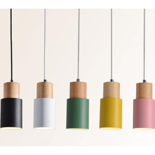 Nordic Simple Wood Pendant Lights Modern Led Aluminum Hanging Lamp Kitchen Island Light Fixtures Bar Cafe Dining Room Home Decor