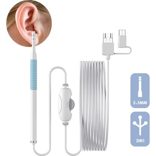 New USB C Otoscope Ear Cleaning Mini Camera 5.5mm Lens Led Light Endoscope Health Care Scope Camera For Android & PC