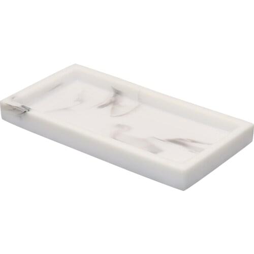 Resin Soap Countertop Non Slip Marble Texture Storage Cosmetic Organizer Rectangular Plate Home Decor Bathroom Tray Modern Hotel