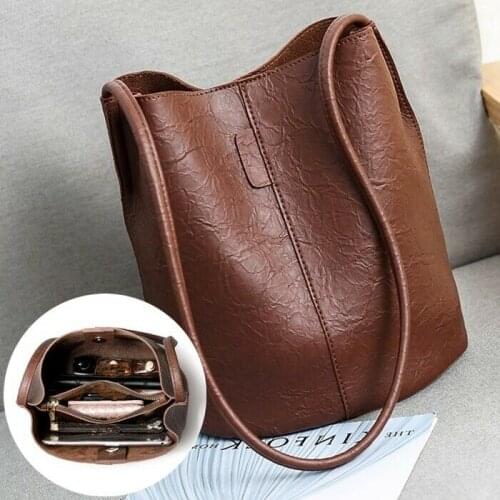 2021 Hot Retro Shoulder Bag Women Tote Small Handbag Bucket Bags Pu Leather Crossbody