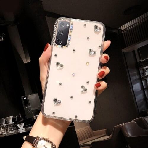 Transparent Soft Silicone Love Diamond Phone Case For Samsung Galaxy A50 S21 S20 Ultra FE S10 5G Lite A91 S9 S8 S7 S6 Edge Plus