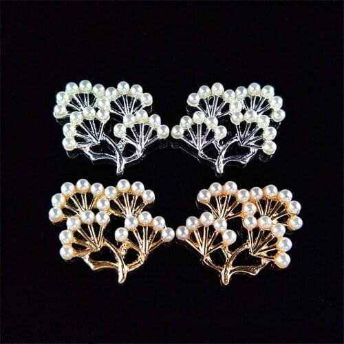 5pcs Metal Crystal Ivory Pearl Rhinestone Flatback Buttons Sewing Craft