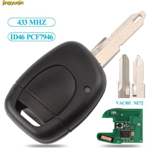 Jingyuqin Remote Car Key Control 433MHZ ID46 PCF7946 Chip For Renault Master Kangoo Clio Twingo VAC102 Blade 1 Button