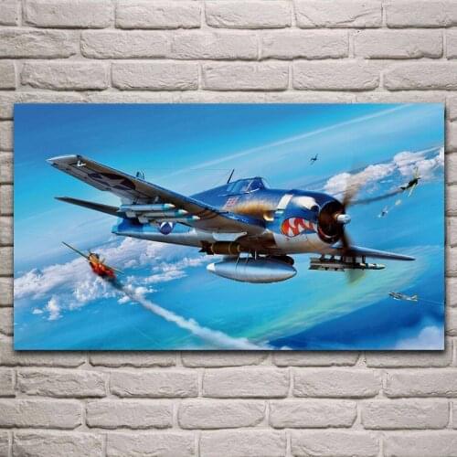 Aircraft bombs fighter ww2 aircraft in clouds war art picture living room decoration home wall art decor fabric posters KL894