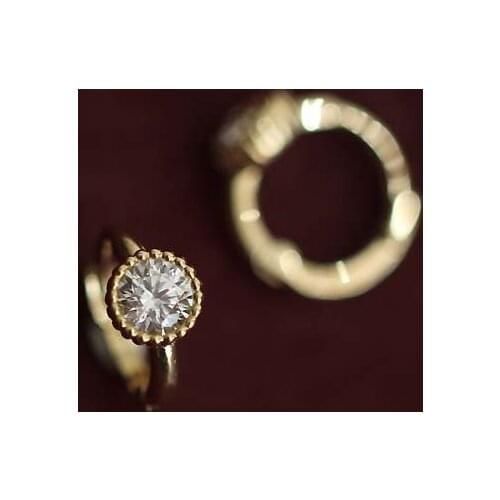 CMajor 9K Solid Gold Fashion Elegant Minimal AU375 Simple Ear Bone Nail Round CZ Hoop Earrings for Women