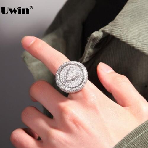 UWIN Fashion Jewelry Customized Letters Rings for Lovers Iced Out Pavement CZ Rings Trendy Ring Finger
