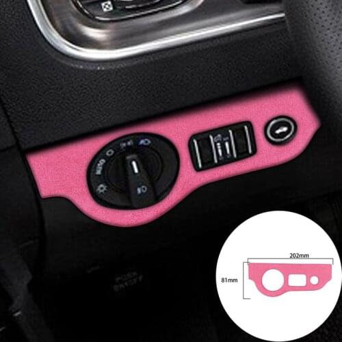 For Dodge Challenger 2015-2020 Alcantara Suede Wrap Car Headlight Adjustment Switch Panel Strip Covers Trim Sticker Car-Styling