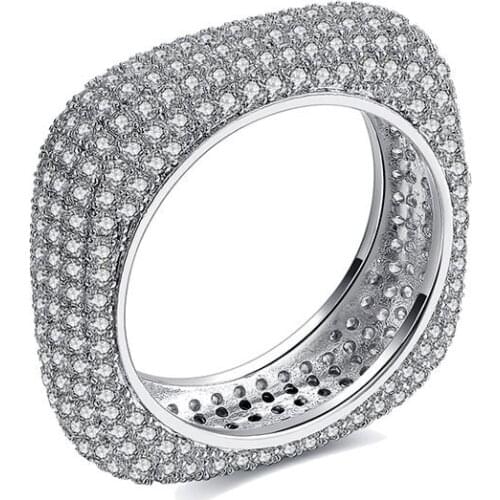 Austrian Zircon Fashion Ring Micro Paved Cubic Zircon Ring Square Finger Rings for Women Bague Anel Anello Halka Prsten Ringen