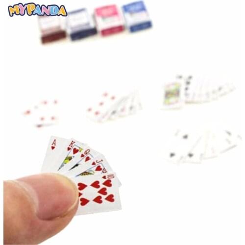 1 Set 1:12 Cute Miniature Dollhouse Cute Mini Poker Playing Cards Style Random Mini Cute Poker Doll Accessories
