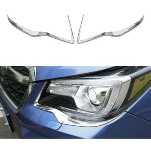 2Pcs Chrome ABS Car Front Headlight Eyebrow Frame Cover Decorative Strip Trim For Subaru forester 2013 2014 2015 2016 2017 2018