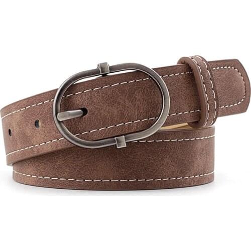 2019 New Designer Womens Black Brown Thin Leather Waistband Belt Riem Ladies Retro Vintage Pin Buckle Belts for Women Jeans